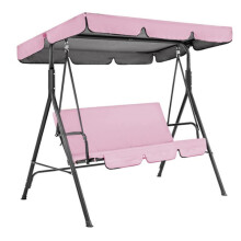 Replacement Canopy for Garden Swing Seat Pink Ruffled UVProtected Swing Chair Roof, 164x114x15 Cm