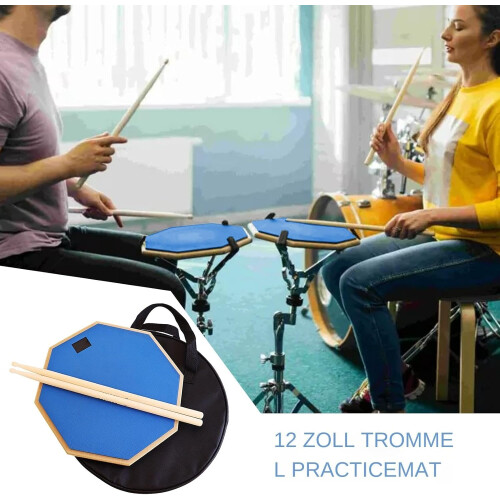 Silent Drum Practice Pad Set for Beginners  Portable 12 Inch Drum Pad with Drumsticks 2