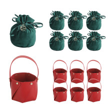 Bolsas de regalo de cuero para dulces, almacenamiento elegante para momentos especiales, cesta roja con bolsa verde, fáciles de limpiar y mantener