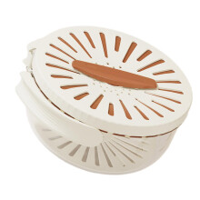 DoubleLayer Drain Basket With Cover Foldable Handle Vegetable And Fruit Washing Salad Spinner Strainer Brown