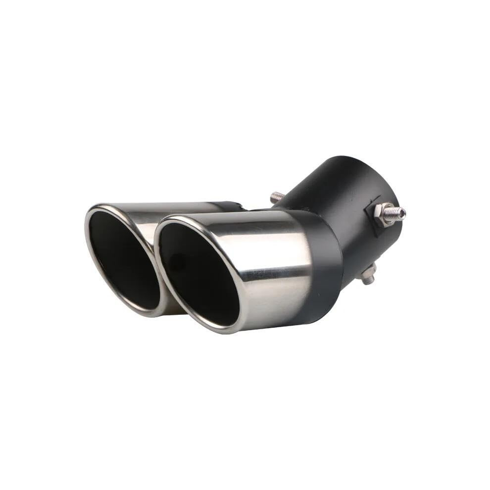 Car Exhaust Tips Universal, Double Muffler Tip, Dual Pipe Chrome Trim, 1.52.3 Inch Inlet, Bend Bevel Silver 9119770269850