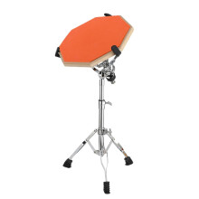 Silent Drum Practice Pad and Stand, Adjustable Drum Learning Tool for Kids, Beginners and Adults, Rudiment Exercises, Orange