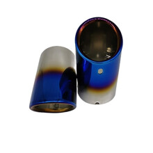 Blue Dual Car Exhaust Muffler Tip Stainless Steel for VW Tiguan Passat B7 CC Fuel Saving