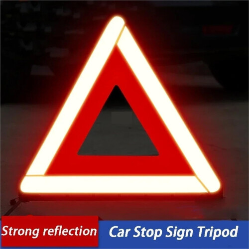 2pcs Reflective Car Warning Triangle  Visibility Foldable Roadside Emergency Safety Sign Red 1