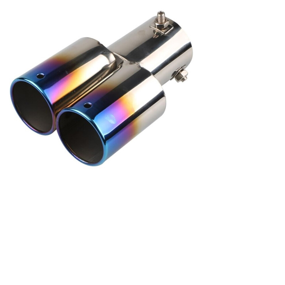 Universal Dual Outlet Car Exhaust Tip 63Mm Stainless Steel Muffler Tail Pipe Slant Rolled Edge 9339159768433