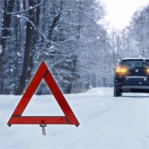 Emergency Breakdown Warning Triangle 3Piece Foldable Tripod Red Reflective Night Road Safety For Car 2