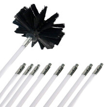 Fireplace Brush Rod Set 100mm Diameter Wood Stove Brush Kit 9 Rods 610mm Chimney Cleaning Kit