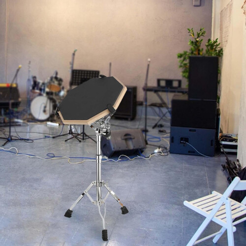 Practice Drum Pad, Adjustable Tripod Legs with Drum Stand, Double Sided Silent Drum Pad, Black 2