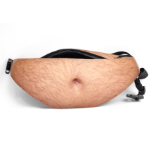 Bolsa engraçada e hilária para presentear, pochete impermeável unissex, detalhes transparentes de cabelo e barriga de cerveja em 3D para momentos