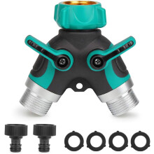 Divisor de mangueira de água reforçado, distribuidor em Y com controle de fluxo ajustável para uso personalizado, encaixe de 3/4" garantindo