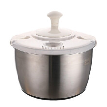 6L Salad Spinner Stainless Steel Large With PP Lid, Vegetable Washer For Fruit, Pasta & Fries, Spinner Salad Dryer