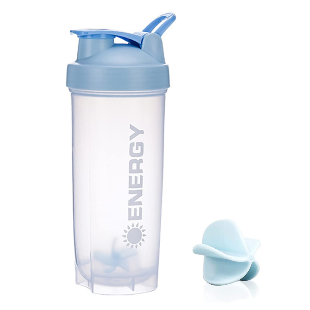 Blue Shaker Bottle 700Ml With Whisk Mixer Ball Leakproof Lid (Blue)