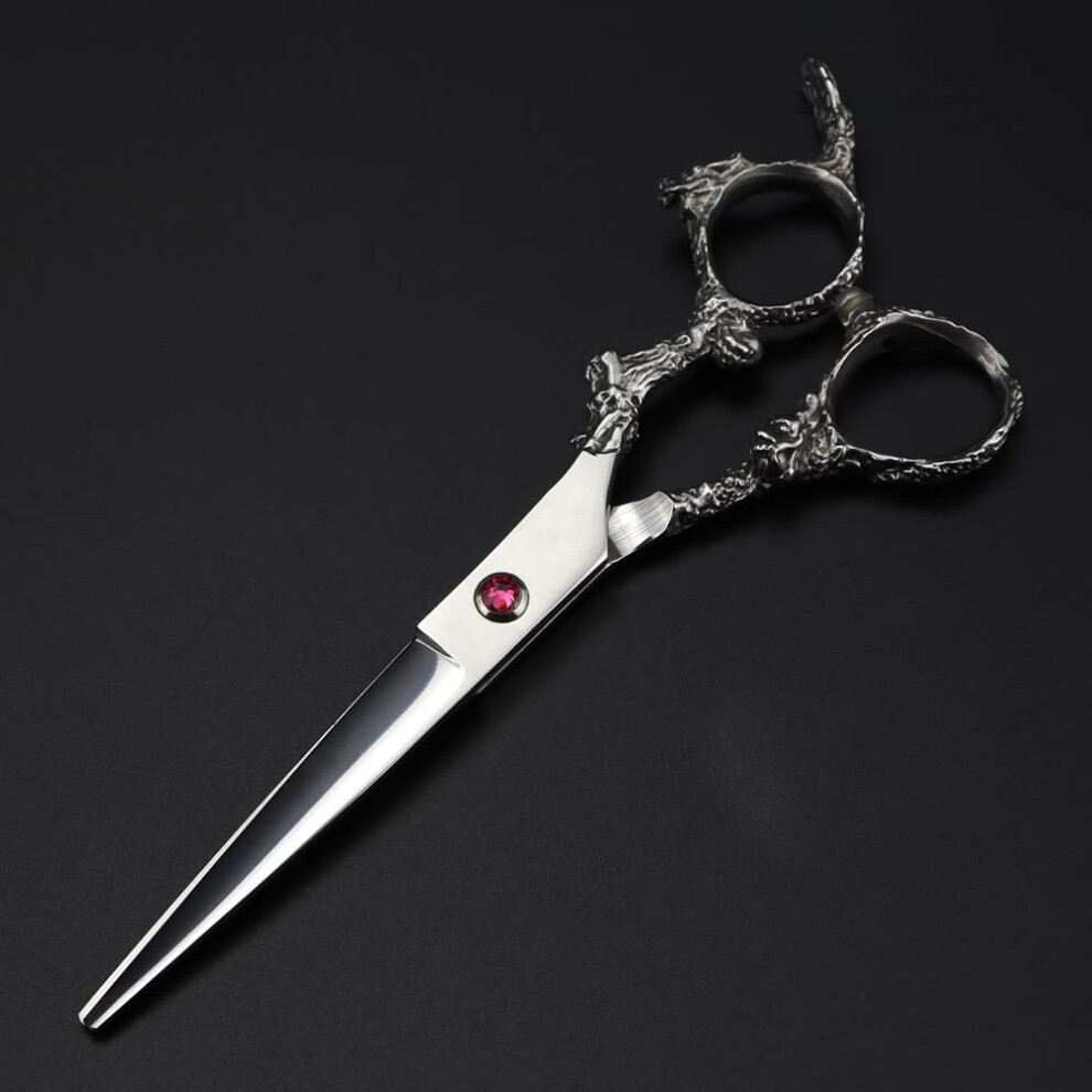 Silver Hairdressing Scissors, 6Inch, Japanese 440C Steel, Dragon Handle (Color: Set)