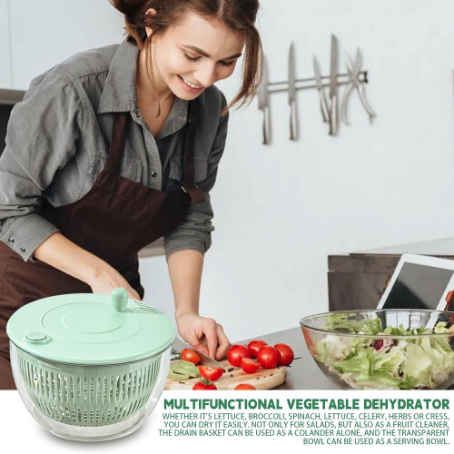 Vegetable Spinner Pump Action Salad Dryer Transparent Rotating Container Leafy Greens Multipurpose Washer 1