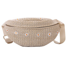 Elegante, umweltfreundliche Umhängetasche aus Strohstoff für Damen und Herren, schlichte und leichte Strandtasche mit verstellbaren Trägern,