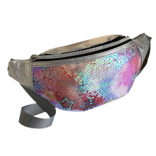 Riñonera con respaldo de piel sintética para mujer y hombre, lentejuelas reversibles que añaden un toque de creatividad a tu atuendo.