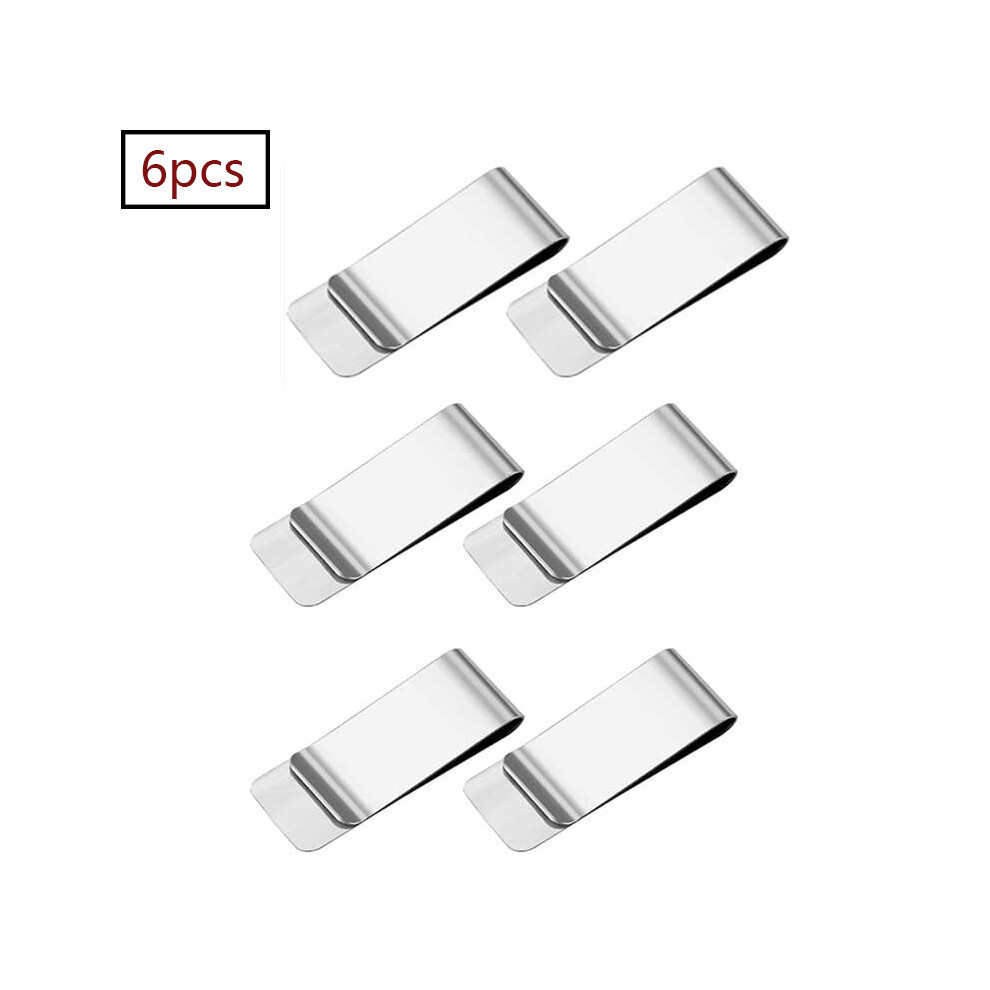 6-Pack Silver Stainless Steel Money Clip, Slim Cash Clip For Men, Ultra-Thin Minimalist Design With Smooth Edges 9454554459837
