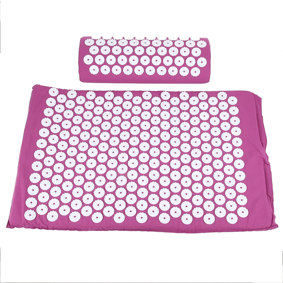 Acupressure Mat Cushion Set for Pain Relief, Massage, Yoga Pad, Includes Carry Bag (Purple)