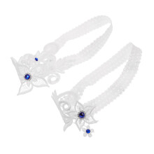 2pcs Adjustable Wedding Bridal Garter White Soft Lace Leg Bands With Blue Accent For Bride Elastic Garter Set