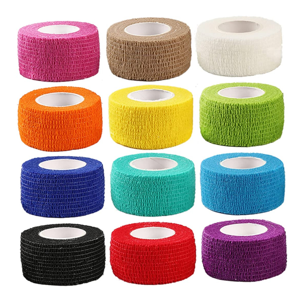 Selfadhesive bandage, selfadhesive, breathable animal tape, nonwoven elastic cohesive wrap, 12 pieces, selfadhesive wrap.