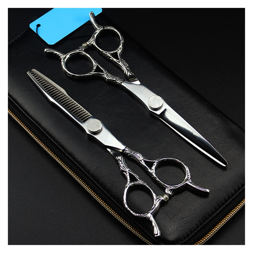 Professional Japan 440C 6Inch Retro Hair Cutting Scissors, Thinning Shears (Set)