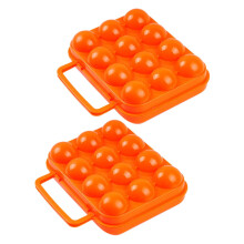 Egg Carrier Box 2 Pcs Buckle Handle Shockproof Outdoor Egg Storage Container Refrigerator Camping Hiking Orange