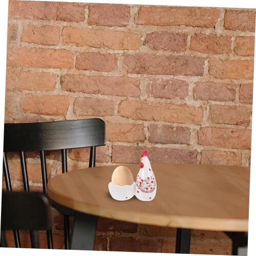 Ceramic Egg Cup Floral Chicken Design Single Egg Holder Soft or HardBoiled Eggs Stable Flat Base 1