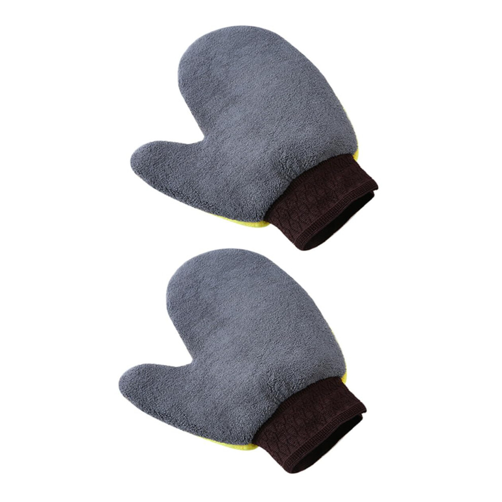 Fleece Car Wash Gloves Doublesided Dusting Mitts Nonslip Cleaning Tool Dry And Wet Surfaces Car Detailing Coral 9323874538488