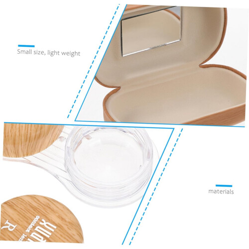 Leather Plastic Invisible Box Portable Holder Mirror 2 Pieces/1 Set 2