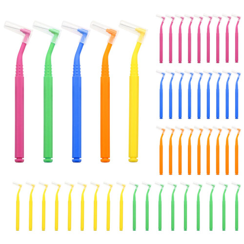 50 Pieces Interdental Brushes, Toothbrushes for Teeth Cleaning, PushPull L Toothbrushes
