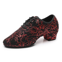 Chaussures de danse de salon pour femmes, en matière brillante, pour la danse latine, avec fermeture à lacets, à talon bas et semelle souple,