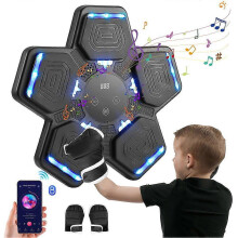 Music Boxing Machine for Adults Kids, Smart Bluetooth Boxing Training Equipment with Gloves, Wall Mounted Punching Machine for Home Gym
