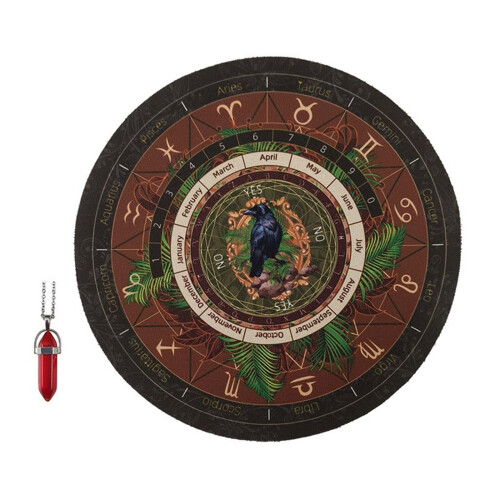 Divination Board with Crystal Divination Necklace Rubber Divination Board Metaphysical Dowsing Board With Red Pendulum