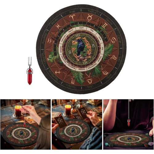 Divination Board with Crystal Divination Necklace Rubber Divination Board Metaphysical Dowsing Board With Red Pendulum 1