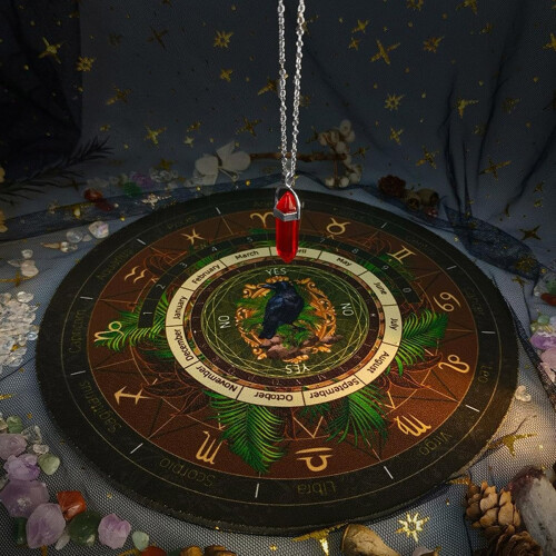 Divination Board with Crystal Divination Necklace Rubber Divination Board Metaphysical Dowsing Board With Red Pendulum 2