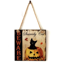 Znak na Halloween, rustykalny urok, materiał drewniany, trwały materiał, dekoracja wnętrz, sztuka ścienna do wnętrz i na zewnątrz (20,3 cm *