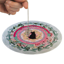 Pendulum Divination Mat, Meditation Pendulum Chart, 8.5 Inch Black Cat Astrology Mat