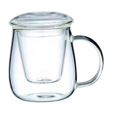 HeatResistant Glass Tea Cup ThickWalled WideMouth Teacup With Filtration, Clear Glass Teaware, Comfortable Handle