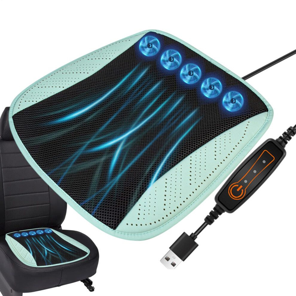 Car Seat Cooler Pad With Fan, Ventilated Cushion, 3Speed Cooling, Automotive Accessory For Long Trips, Cyan/Blue 9119770276766