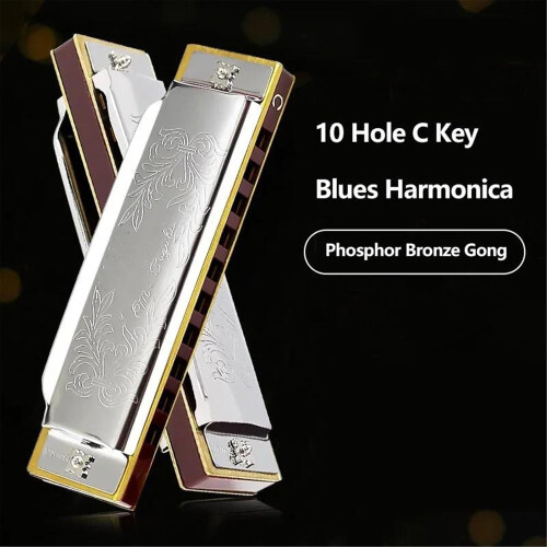 10hole 20note Blues Harmonica for Beginners, C Key Melodica Harmonica with Storage Case, Musical Gift for Beginners. 1