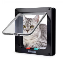 Cat Flap, Dog Flap, Thin Cat Door for Windows, Security Pet Door with 4Way Lock, Black