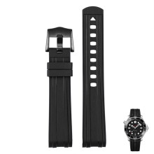 Watch Strap for Omega Seamaster 300 Universe 007 Curved End Liquid Rubber Silicone Strap 20mm 22mm Soft Replacement Band for Men black 22 mm