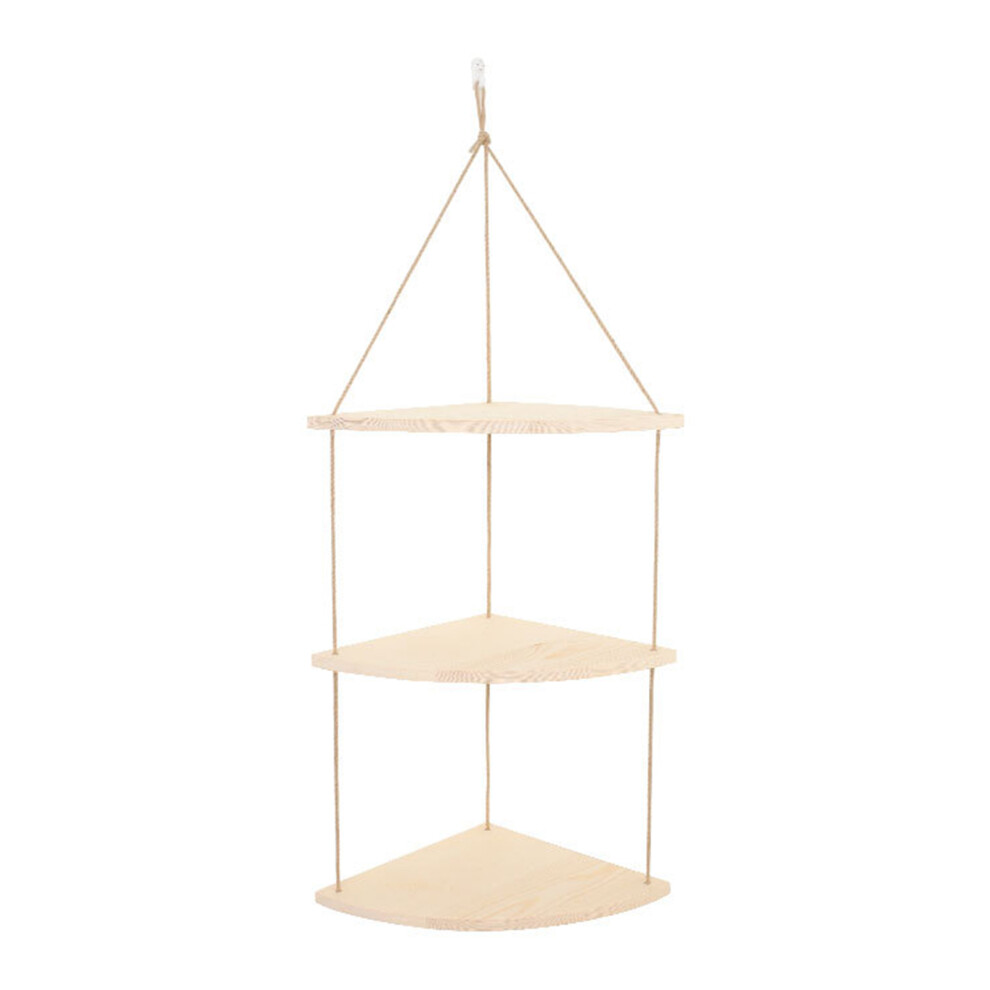 Tiered Display Shelves, Rustic Wood Floating Wall Shelves For Corner Mounting, Adjustable Distance With Thick Hemp Rope, Perfect For Home Decor And Ex 9404207899794