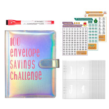 Money Saving Challenge Budget Folder with Cash Envelopes silver
