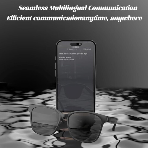 AI Translator Glasses, Voice Translator 75 Languages, Gift Black 2