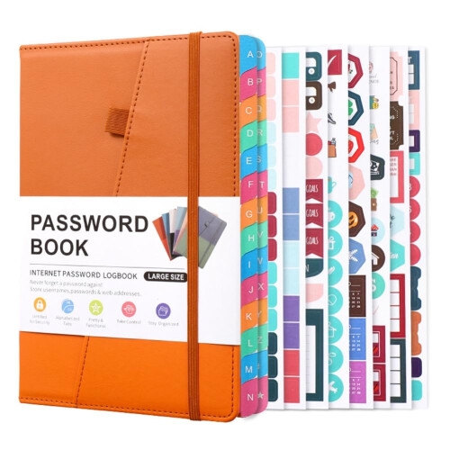 Password Book with Alphabetical Tabs for Seniors, Durable, Easy to Use Ref: 5736
