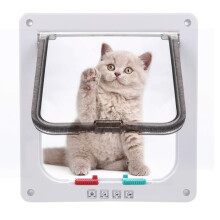 Pujuas Cat Flap with 4Way Magnetic Closure, Pet Flap for Cats and Small Dogs, Cat Door with Tunnel M 21x20x6cm White
