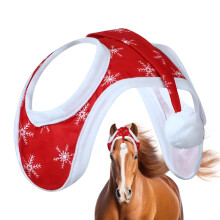 Christmas Hat for Horses Breathable Snowflake Pattern Head Cover for Winter Riding Santa on Horses Decor One Size