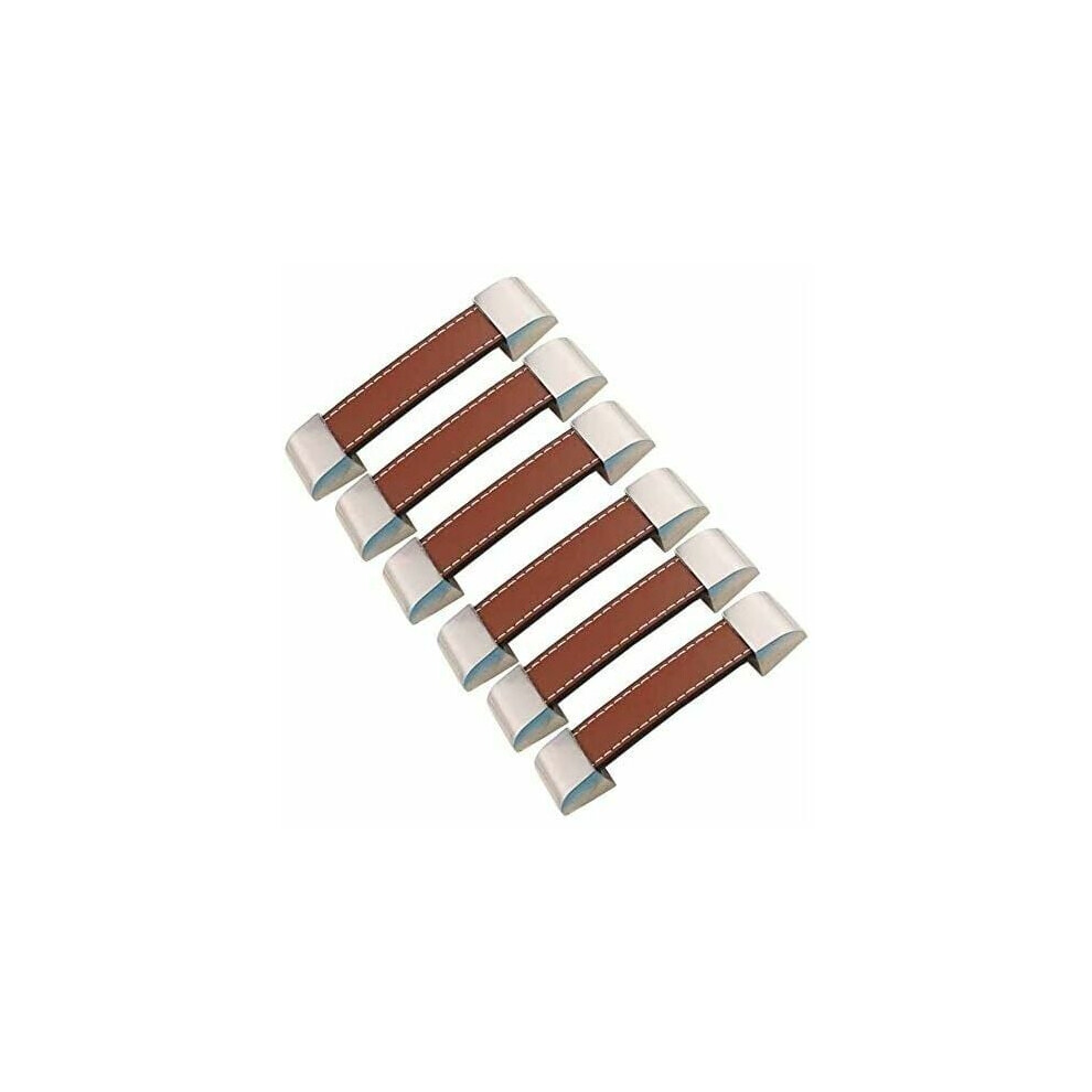 Metal Leather Material, Durable Use For Dresser Drawers, 6Pcs Yellow Antique Leather Pulls Easy Installation 9454554508887