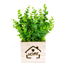 Decoración de flores artificiales con maceta de madera, revestimientos antiadherentes para freidora de aire, elegante soporte para plantas para la
